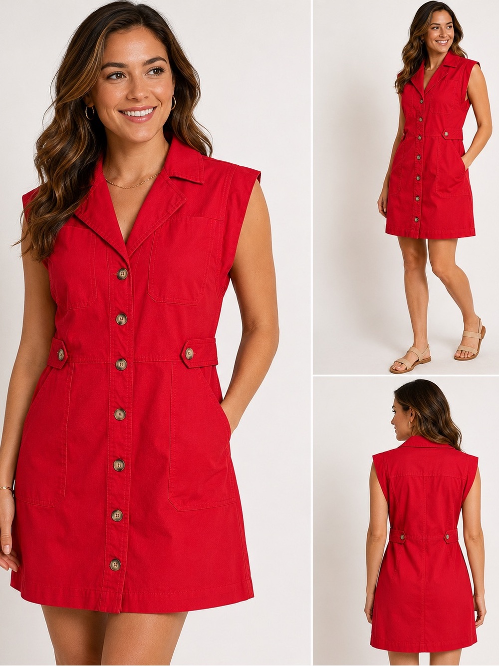 Blueb Collective Red Utility Shirt Dress S